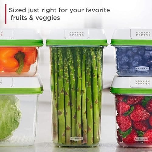 Rubbermaid FreshWorks Produce Saver, Medium and Large Storage Containers, With Lids, 8-Piece Set thumbnail 2