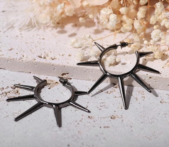 Sacina Gothic Punk Spike Earrings, Zinc Alloy Spike Earrings Pendant, Goth Jewelry Gift for Women, Men, Christmas Gift For Women, Men thumbnail 4