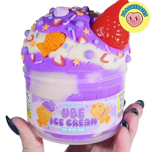 Peachybbies Ube Ice Cream Cloud Slime - Made in USA Premium, 100% Authentic, 7 oz, Scented for Kids, ASMR, Slime Charms, Fidget Toys thumbnail 4