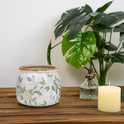 Dosayes Ceramic Pot for Planter, Vintage Flower Pot with Drainage Holes, 6.29 inch Ice Crack Glazed Indoor Planters Pot (Vintage) thumbnail 4