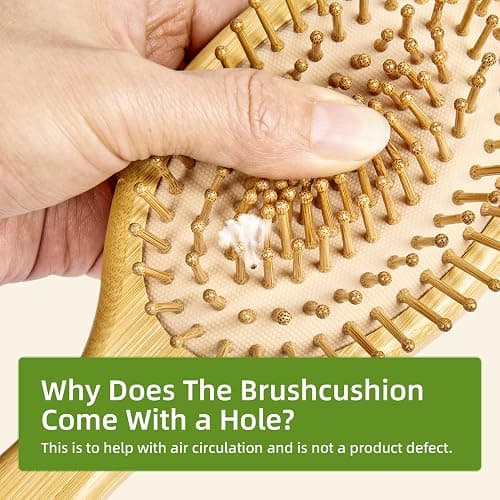 MRD Hair brush, Natural Bamboo Paddle Detangling Hairbrush, Massage Scalp Thick/Thin/Curly/Dry Hair For Women & Men thumbnail 3