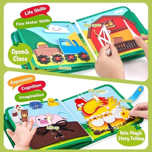 Farm Busy Book for Toddlers 1-3 - 1 Year Old Boys Girls Gifts Toys, Educational Quiet Activity Book with Life Skills, Toddler Travel Toys 1-2 thumbnail 4