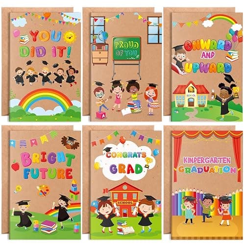 Gueevin 24 Pack Kindergarten Graduation Greeting Cards Class of 2026 Preschool Kindergarten Graduation Gift Card with Envelopes Stickers, 4 x 6 Inch Congrats Grad Greeting Cards for Kids Girls Boys - Image 1