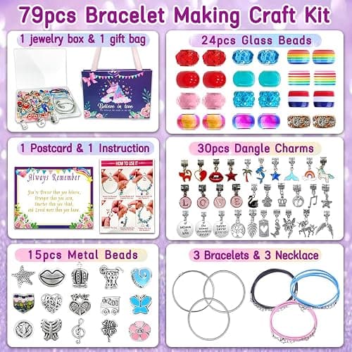 Charm Bracelet/Jewelry Making Kits for Kids Girls,Unicorn Birthday Gifts,Arts Crafts Toys for 5 6 7 8 9 12 Years Old Girls thumbnail 4