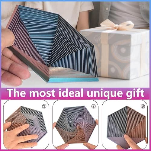 Fractal Fidget Hexagon - Suitable for Relieving Stress, Anxiety, and Tension | Autism, ADHD | Desk Adult Fidgeting Stress Relief Gift (Green Purple Copper 35 Rings) thumbnail 6