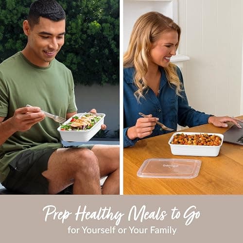 Bentgo Prep 60-Piece Meal Prep Kit - Reusable PFAS & BPA-Free Food Containers, 1-Compartment, 2-Compartment, & 3-Compartments - Microwave, Freezer, & Dishwasher Safe (White Stone) thumbnail 4