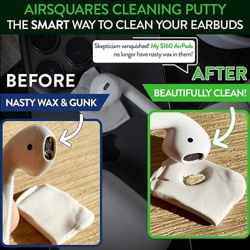 AirSquares Airpod Cleaning Kit, The Original Earbud Cleaning Putty 12-Pack | As Seen on NBC's Today Show, Cleaner Kit for AirPods & Earbuds, Cleaning Putty to Remove Wax, Dirt & Gunk from Tech Devices thumbnail 2