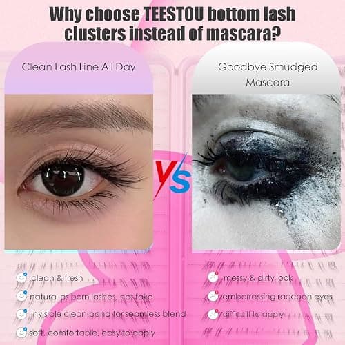 TEESTOU Fox Eye Bottom Lash Clusters Natural Look DIY Lash Extension for Under Eye Line Clear Band Pre-Mapped C Curl Lower Individual Eyelash Extension 4-8mm Soft Reusable Easy Apply 384pcs thumbnail 2