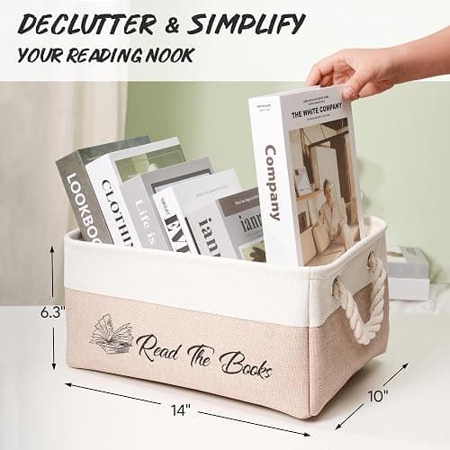 Book Storage Baskets for Organizing, Book Lover Gifts Read The Books List Storage Organizer with Handles, Durable&Collapsible Storage Bin Bookworm Gift - Perfect for Club Members Teacher Student thumbnail 3