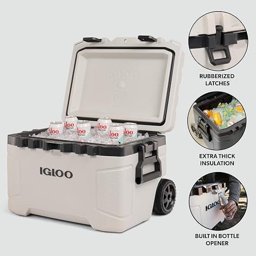 Igloo Trailmate 52Qt Wheeled Cooler, Insulated Hard Shell Ice Chest, Bone thumbnail 6