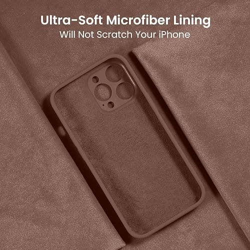 FireNova for iPhone 14 Pro Case, Silicone Upgraded [Camera Protection] Phone Case with [2 Screen Protectors], Soft Anti-Scratch Microfiber Lining Inside, 6.1 inch, Light Brown thumbnail 5