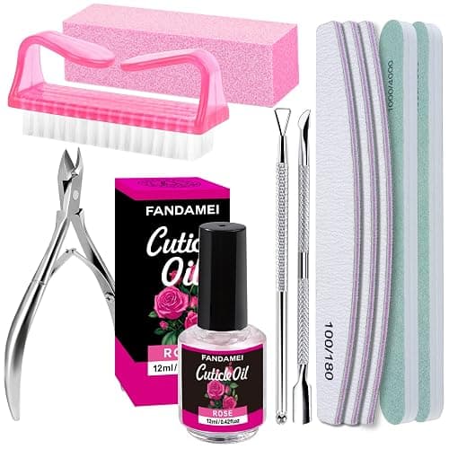 FANDAMEI Nail Files and Buffers, Manicure Tools Nail Care Kit with Nail File, Nail Buffer Block, Cuticle Care for Women with Nippers, Pusher Peeler. Cuticle Oil and Nail Prep Kit. - Image 1