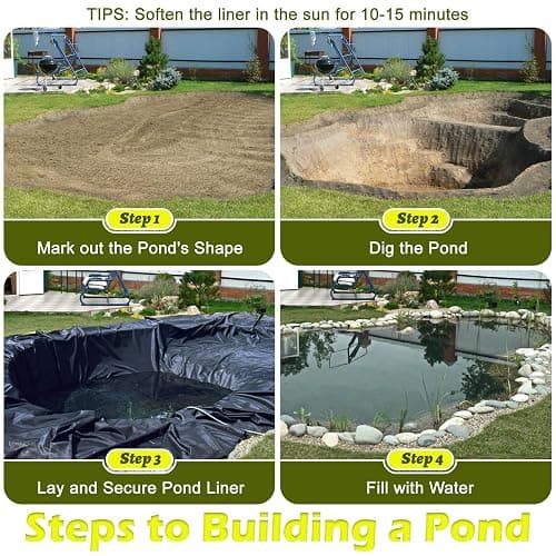 Froidesente 7 x 10 FT Pond Liner, 20 Mil Pond Liners for Outdoor Ponds, HDPE Pond Liner Easy Cutting Puncture Resistant, Pond Liners for Water Garden Fountain Waterfall, Koi Fish Aquaculture Pond thumbnail 6