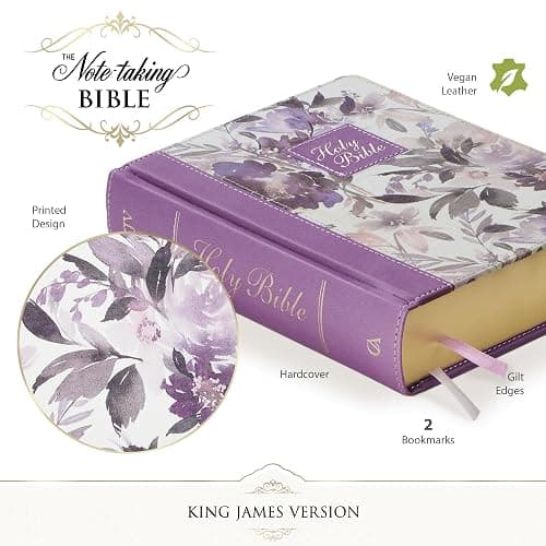 KJV Holy Bible, Note-taking Bible, Faux Leather Hardcover - King James Version, Purple Floral Printed (KJV Note-taking Editions) thumbnail 3