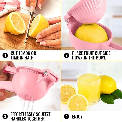 Zulay Premium Quality Metal Lemon Squeezer, Citrus Juicer, Manual Press for Extracting the Most Juice Possible - Pink thumbnail 6