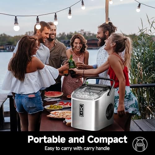 EUHOMY Ice Maker Countertop, 9 Cubes Ready in 6 Mins, 26lbs/24H, Self-Cleaning, Portable Ice Maker Machine with Carry Handle, Basket and Scoop, 2 Sizes of Bullet Ice for Home, Kitchen, Office thumbnail 2