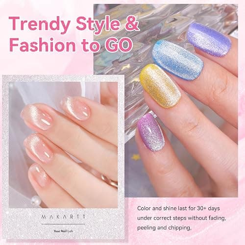 Makartt Universal Silver Cat Eye Gel Polish: Sparkle Glitter Nail Polish Holographic Magnetic Gel with Magnet DIY at Home for Beginner Easy to Use Nail Art Design Manicure 10ml thumbnail 8