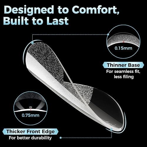 Luckyfairy Short Almond Gel Nail Tips 360Pcs, Pre Etched Nail Tips Almond Shape Full Cover Soft Gel Fake Nails for Nails Extension DIY Art Salon 12 Sizes thumbnail 4