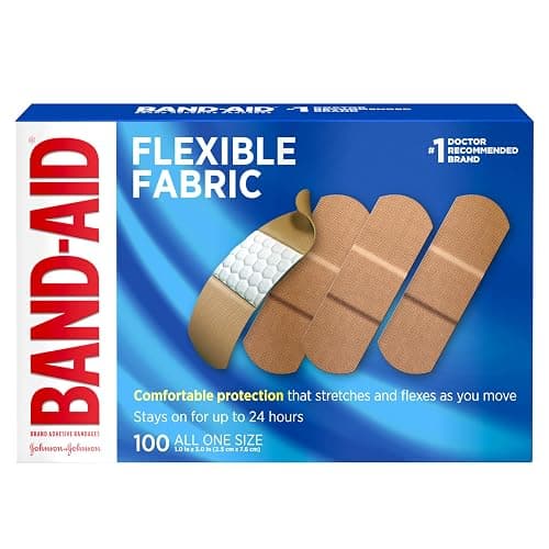 Band-Aid Brand Sterile Flexible Fabric Adhesive Bandages, Comfortable Flexible Protection & Wound Care for Minor Cuts & Scrapes, Pad Designed to Cushion Painful Wounds, One Size, 100 ct - Image 1