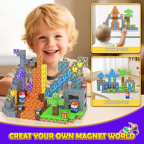 Toyvimo Magnetic Blocks 100PCS Kids Toys Magnetic Building Blocks Build Mine Magnet World Craft Cubes Boys Toys Ages 3-5 4-6 5-7 6-8, 3-12 Year Old Boy Birthday Gifts thumbnail 6