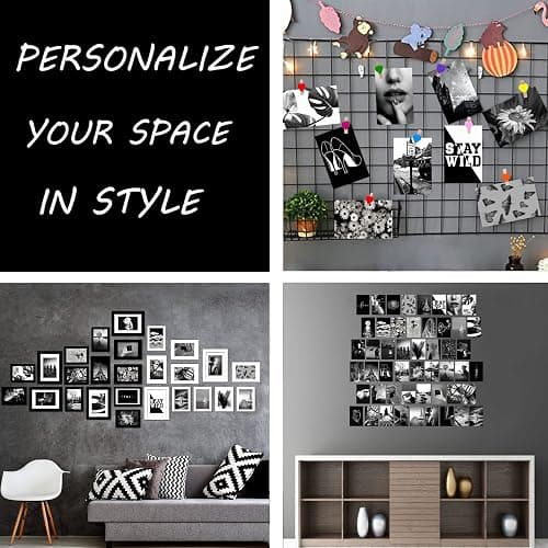 Yasowdkel Black White Aesthetic Wall Collage Kit, Aesthetic collage kit, 50PCS 4x6 Inch Picture Collage Kit for Wall Aesthetic,Black picture wall collage,Dorm Wall Decor, Cute Wall Decor for Teen thumbnail 3