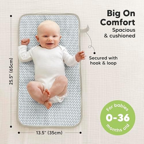 KeaBabies Portable Diaper Changing Pad, Easy Wipe Clean, 25x13 (Prairie) | Foldable Waterproof Baby Changing Mat for Diaper Bag, Compact, Lightweight, Newborn, Infant, Baby Changer Travel Essential thumbnail 2
