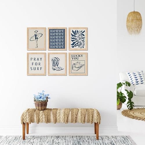 TwoDays Coastal Granddaughter Prints, Coastal Cowgirl Poster, Beachy Room Decor Aesthetic, Beach Wall Art for Teen Girls Bedroom, Vintage Surf Decorations Artwork (8" x 10", Set of 6, UNFRAMED) thumbnail 2