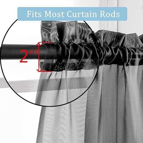 OWENIE Black Sheer Curtains, Sheer Curtains 84 inch Length 2 Panels Set, Rod Pocket Voile Fimly Sheer Drapes for Living Room/Bedroom, 2pcs, Each 42" W x 84" L, Black thumbnail 7