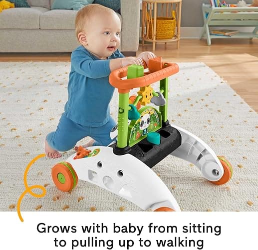 Fisher-Price Baby Push Toy 2-Sided Steady Speed Panda Walker Musical Learning Activity with 3 Blocks for Infants Ages 6+ Months (Amazon Exclusive) thumbnail 4
