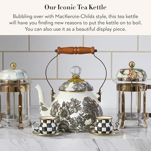 MACKENZIE-CHILDS 2-Quart Enamel Tea Kettle, Cute Tea Kettle for Stovetop, Sterling English Garden thumbnail 4