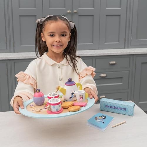 Bluey – Tea Party Set – Wooden 18-Piece Pretend Play Set with Tray, Teapot, Tea Cups, Biscuits, and Notepad for Children 3 Years and up – Imaginative Fun and Role-Playing, FSC Certified thumbnail 3