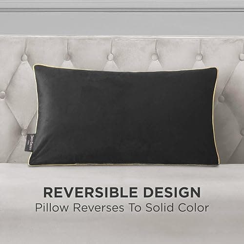 Juicy Couture Reversible Velvet Cheetah Pillow, 14" x 24" Decorative Pillow, Black thumbnail 6