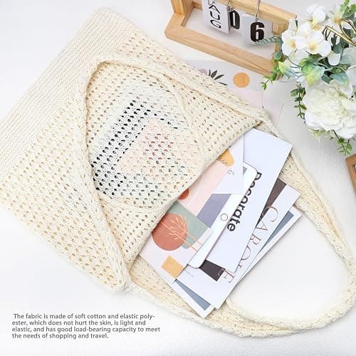 hatisan Crochet Bags for Women - Summer Beach Tote, Aesthetic Hippie Knit Bag thumbnail 3