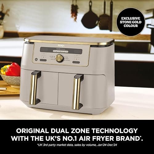 Ninja MAX Dual Zone Digital Air Fryer, 2 Drawers, 9.5L, 6-in-1, Uses No Oil, Air Fry, Max Crisp, Roast, Bake, Reheat, Dehydrate, Non-Stick, Dishwasher Safe Baskets, Stone Gold DZ400UKSTGD thumbnail 3