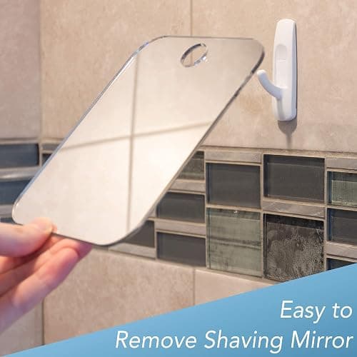 Shave Well Deluxe Anti-Fog Shaving Mirror with Removable Adhesive Hook | Fogless Hanging Bathroom Shower Mirror with Handheld Option | Includes Long-Lasting Removable Adhesive Hook for Wall thumbnail 6