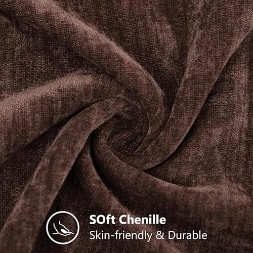 decorUhome Chenille Reddish Brown Throw Pillow Covers 18x18 Inch Set of 2, Decorative Soft Couch Pillow Covers Solid Dyed Accent Farmhouse Neutral Square Pillow Cases for Sofa thumbnail 2