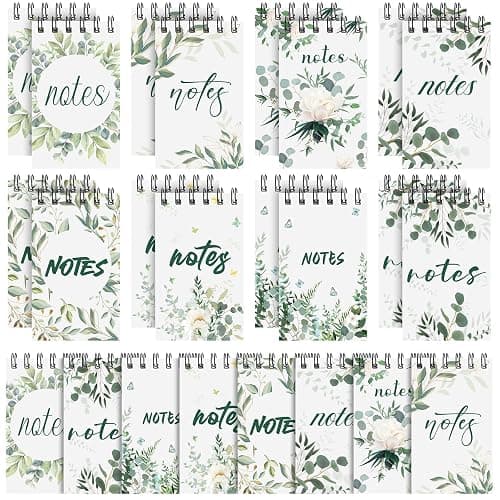 Yeaqee 24 Pcs Family Reunion Favors Greenery Eucalyptus Spiral Notebook Mini Aesthetic Spiral Notebook Cute Eucalyptus Flower Party Favors Journal Small Memo Note Pad Bulk for Office Supplies Wedding - Image 1