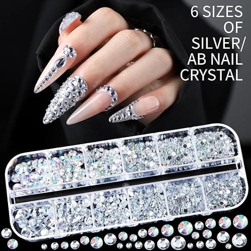 Teenitor Nail Rhinestones Nail Art Tools with 15 Sheets Gold Nail Art Stickers, 6 Boxes of Nail Charms Nail Gems Nail Pearls Nail Jewels thumbnail 5