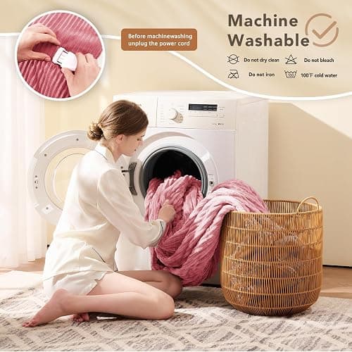 Homemate Heated Blanket Electric Throw - 50"x60" Heating Blanket Throw 1/2/4/6/8 Hours Auto-Off 10 Heat Levels Over-Heat Protection Soft Flannel Sherpa ETL Certification thumbnail 7