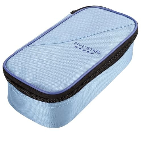 Five Star Pencil Pouch, Pen Case, High-Capacity Zipper Pouch, Storage Organizer for School Supplies Earbuds Chargers Cables Makeup, Blue/Denim (500212F-ECM) thumbnail 4