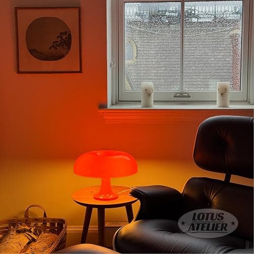 Lotus Atelier Orange Mushroom Lamp for Room Aesthetic Modern Lighting for Bedroom | Cool Retro Living Room Decor (Orange) thumbnail 2