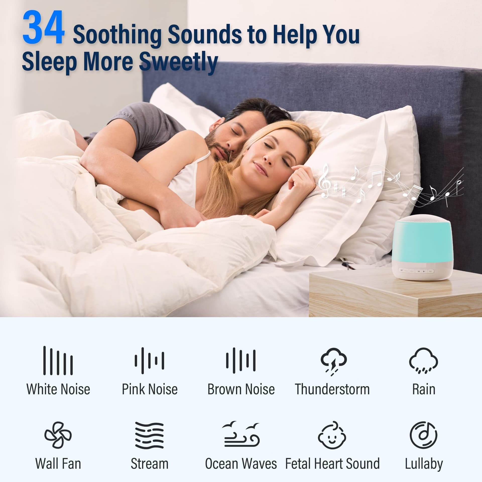 Baby Sound Machine with Night Light, White Noise Machine for Kids and Adults, 34 Soothing Sounds, Customizable Favorites, APP Remote Control, Alarm Clock, Child Lock, Scheduled Sleep Routine thumbnail 4