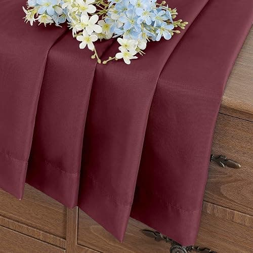 Ebesto Burgundy Window Sheer Curtains 45 Inches Length, Voile Short Curtains for Living Room Bedroom, Modern Soft Window Drapes 2 Panels Set, Top Dual Rod Pocket Design, 2x42Wx45L Inches thumbnail 8