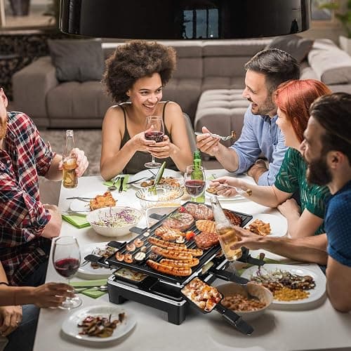 Raclette Table Grill, Techwood Electric Indoor Grill Korean BBQ Grill, Removable 2-in-1 Non-Stick Grill Plate, 1500W Fast Heating with 8 Cheese Melt Pans, Ideal for Parties and Family Fun, Black - 20 x 7.1 x 11 inch - Jet Black thumbnail 7