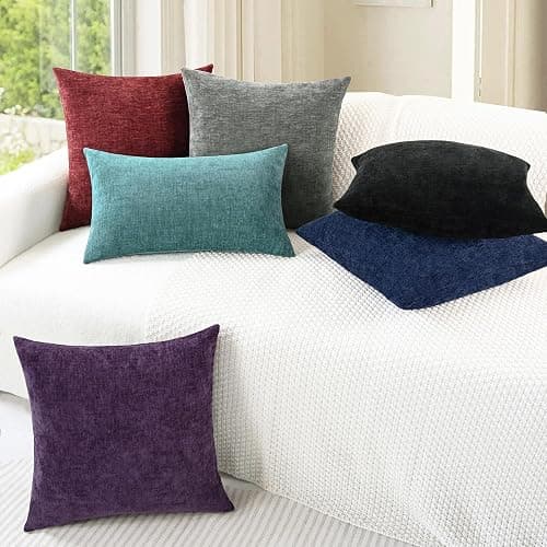 CaliTime Decorative Couch Throw Pillow Covers 18 X 18 Inches Navy Blue | Pack of 2, Cozy Chenille Cushion Cases for Sofa Bed Living Room Farmhouse Home thumbnail 4