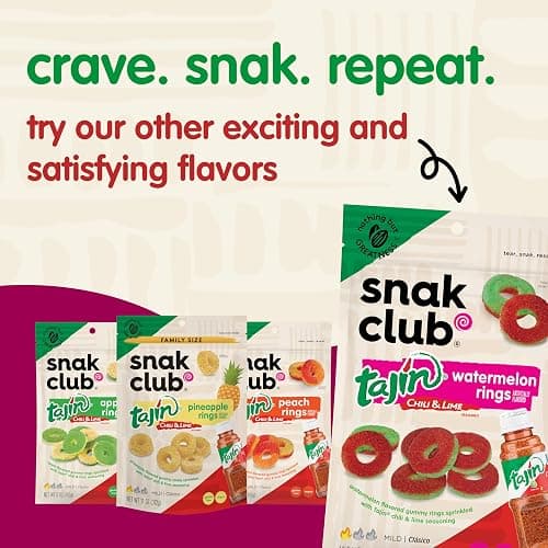 Snak Club Tajin Mango Rings Gummy Candy, Fruit Candy Gummies with Chili and Lime Seasoning, Mild, Gluten-Free and Vegan Snacks, 11 oz Resealable Bag thumbnail 7