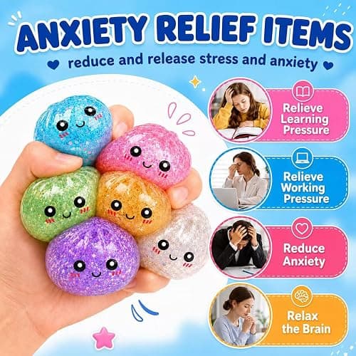 6PCS Squishy Toy Bulk for Adults,Random 6 Colors,Mini (2.2in) Stress Balls for Adults,Squishy Squeeze Relief Balls Bulk Fidget Toys,Christmas Stocking Stuffer Party Favors Gifts,Goodie Bags thumbnail 3