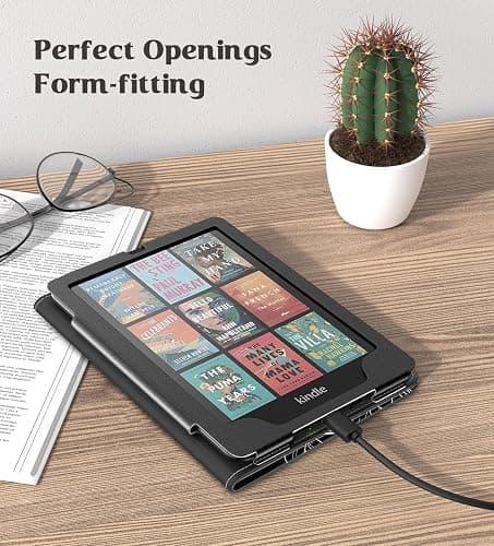 MoKo Case for 7"/6.8" Kindle Paperwhite(12th/11th Gen-2024/2021) and Kindle Colorsoft Signature Edition, Slim PU Shell Cover Case with Auto-Wake/Sleep for Kindle Paperwhite 2024, Line Flower thumbnail 8
