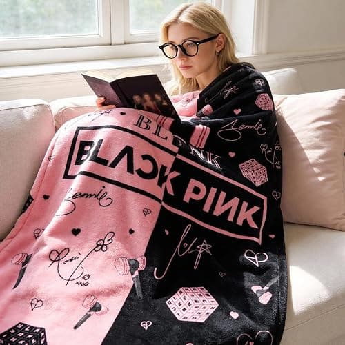 Ainvliya Blackpink Decke für Fans, Mehrzweck-Flanelldecke Superweiche Flanelldecke für Lounging Reisen Outdoor-Aktivitäten Bett Sofa Büro Kniepolster, Perfektes K-Pop Merchandise Geschenk für Blinks thumbnail 5
