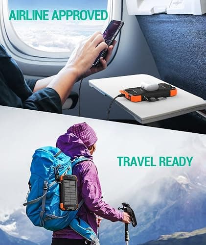 BLAVOR Solar Charger Power Bank 10,000mAh, Portable Wireless Charger, 20W Fast Charging External Battery Pack with USB C for Cell Phones, Solar Panel Charger with Dual Flashlight for Camping thumbnail 8